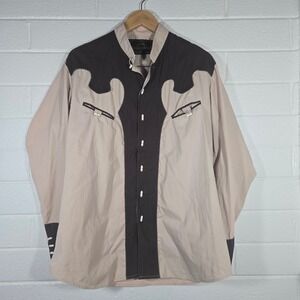 Vtg El General Western Shirt XL Contrast Yoke Toggle Buttons Rodeo Cowboy Retro
